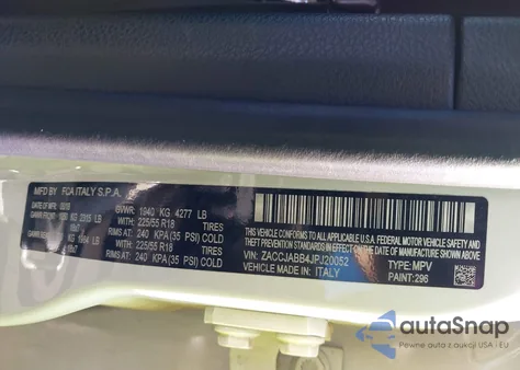 2018 Jeep Renegade Altitude Fwd из США, поврежденный, VIN ZACCJABB4JPJ20052